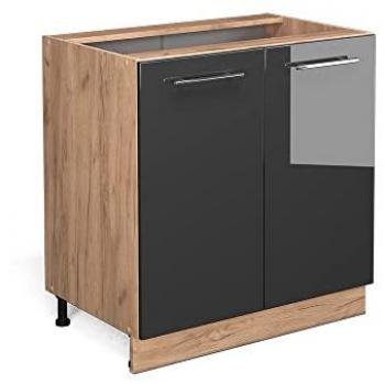 Vicco Mobile lavello cucina 80 cm Antracite lucido con ripiano