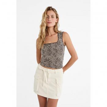 Stradivarius Mini‑gonna militare color ecru 40