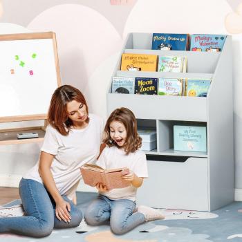 HOMCOM Children's Bookcase with Wheels