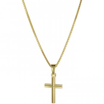 Trendor Kinder Kreuz Anhänger Gold 333 mit plattierter Halskette
