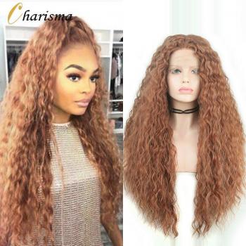 Charisma Synthetic Lace Front Afro Curly Wig Brown for Women