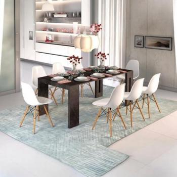 Tavolo Estensibile Glicine DMORA in Marmo Nero, 100% Made in Italy, 186x80h76 cm, Consolle Multiuso con Allunghe