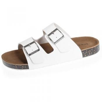 Sandales Isotoner mules doubles brides femmes confort intérieur cuir blanc 40