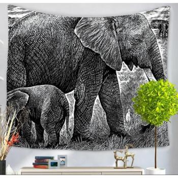 Elephant Print Beach Towel 250G 150x130CM Polyester Seat Mat FG736