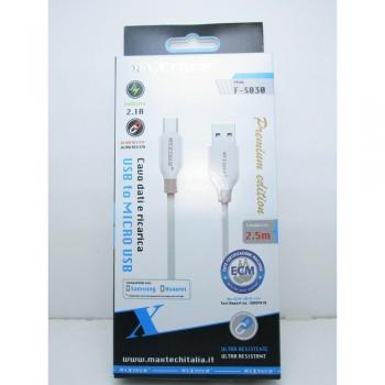 Cable USB Ultra-Résistant Micro‑USB 2,1 A 2,5 m F‑S030