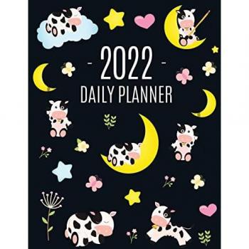 Cow Planner 2022: Cute 2022 Daily Organizer: January-December (12 Months) | Pretty Farm Animal Scheduler With Calves, Moon & Hearts