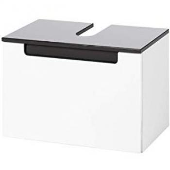 Waschbeckenunterschrank 60 cm Hochglanz Weiß/Grau