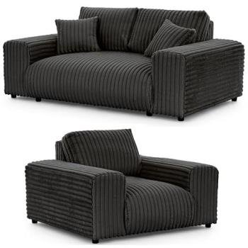 Polstergarnitur 2er‑Set grau – Maße: B 178 cm, H 79 cm
