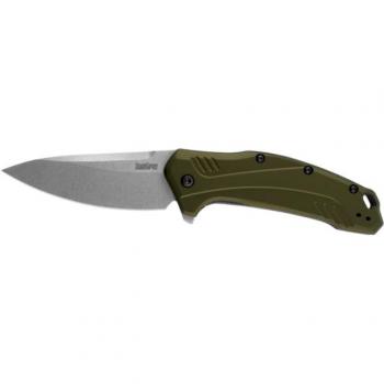 Couteau de poche Link Olive (KERSHAW) – Manche aluminium, 20 CV