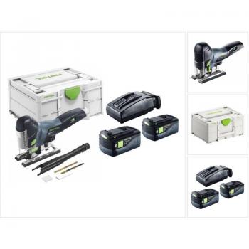 Festool CARVEX PSC 420-Basic 18 V Brushless Power Saw 120 mm con 2 Batterie 5,0 Ah e Caricatore