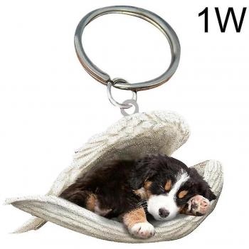 Pendentif porte-clé ange endormi avec chien et ailes