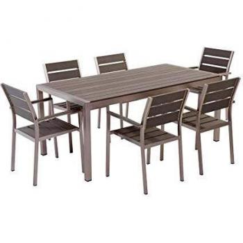 Arredo Giardino “Sofisticato Grigio” – Tavolo e Sedie in Legno Sintetico, Alluminio Anodizzato