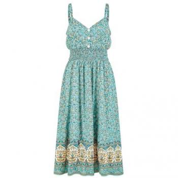Yumi Women's Green Floral Midi Sundress