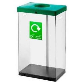 60L Clear Waste Bin – Dark Grey Lid, CW Sticker Included