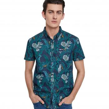 Superdry Miami Loom Shirt Chemise Casual, Bleu, 48 Homme