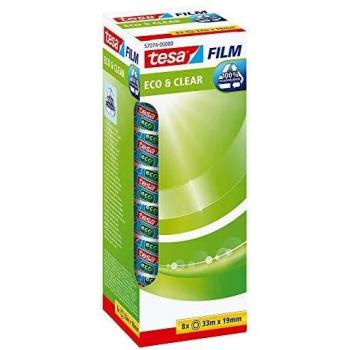 Tesa Tape tesafilm Eco & Clear 57074 Transparent 19 mm (W) x 33 m (L) PP (Polypropylene) 8 Rolls