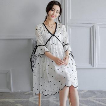 Embroidered Chiffon Dress for Pregnant Women