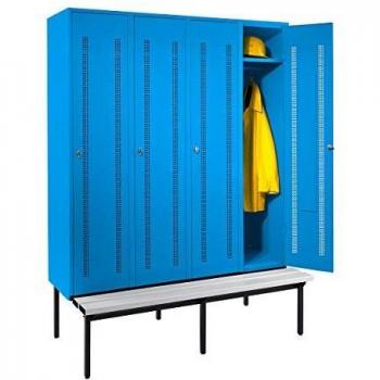 Armadietto guardaroba in plastica con panca azzurro