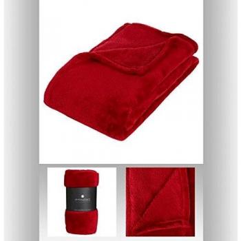 Couverture en polaire avec effet microfibre ultra-douce de 125 x 150 cm en rouge