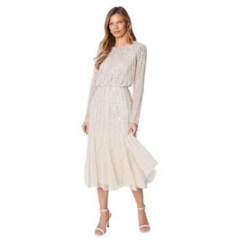 Gold Halo Long Sleeve Party Midi