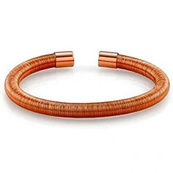 Brillo Essenzia: Pulsera de Bronce y Goma, Color Oro Rosa – Made in Italy