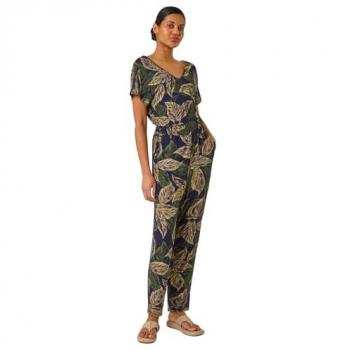 Tenue jumpcut à feuilles romaines bleu V-neck