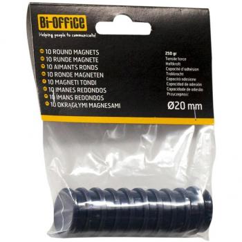 Bi-Office Round Magnets 20mm Blue Pack 10