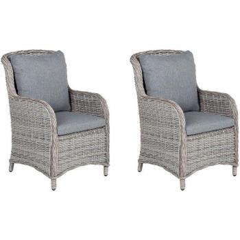 Duo de chaises de jardin grises avec coussins moelleux