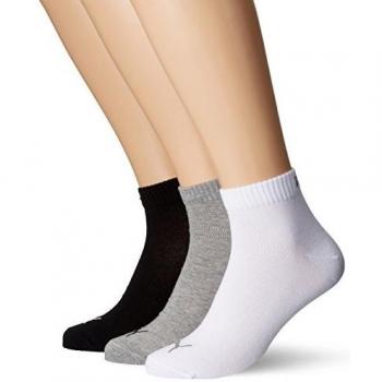Puma Performance Quarter Socks 3 Pairs Grey/White/Black EU 43-46