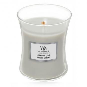 Woodwick Lavender & Cedar vela perfumada 275 g