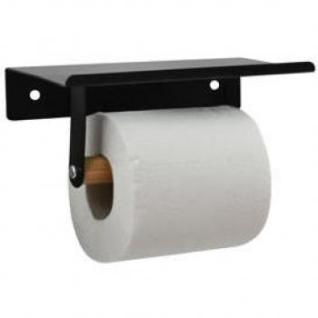 Support mural rouleau papier WC TAREK Acier noir et bambou Spirella