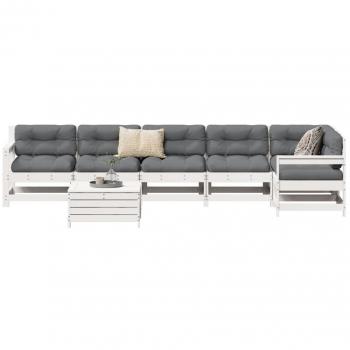 Vidaxl 7 Piece Patio Sofa Set White Solid Wood Pine