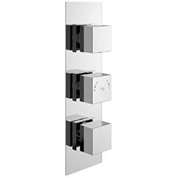 Hudson Reed Chrome Square Triple Concealed Thermostatic Shower Valve with Diverter