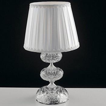 Lampada da Tavolo con Paralume in Vetro di Cristallo e Finitura Cromata