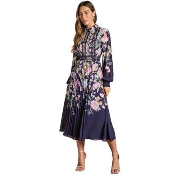 Maritime Feminine Placement Print Dress, Navy, 12