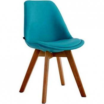 Chaise de table à manger Manado Bleu, pieds en bois, capacité 120 kg