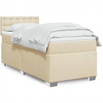 Sommier à lattes de lit et matelas Crème 90x190 cm Tissu 3288062