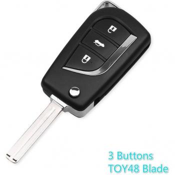 KEYYOU Toyota Key Shell with Uncut Blade and 2/3 Buttons