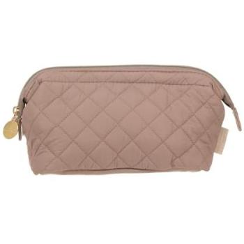 Danielle Creations Small Quilted Cosmetic Toiletry Travel Bag in Brown