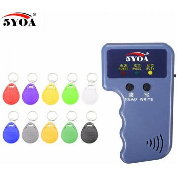 Lector portátil de RFID 125KHz EM4100 con 10 tarjetas de identificación EM4305 T5577