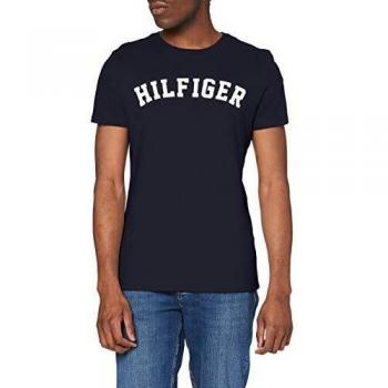 Tommy Hilfiger Maglietta a maniche corte con logo, Blu (Navy Blazer 416), Large Uomo