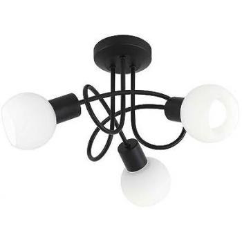 Plafón de 3 Tulipas Opal Negro Mate 40W – Alemar