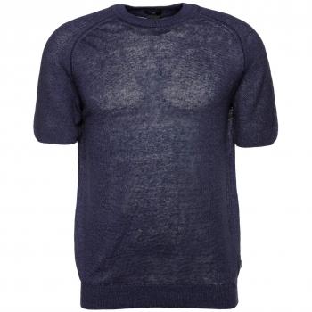 Boss Herren Leinenpullover Julio – Kurzarm, Blau, XXL