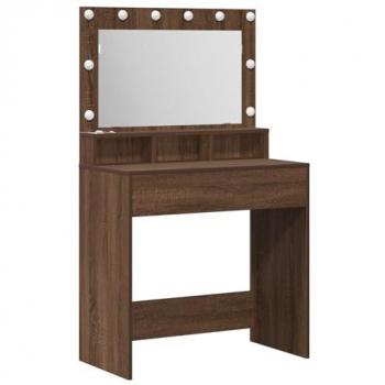 Mesa de Tocador VidaXL con Estante y Luces LED 79x41x135 cm