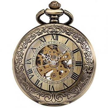 SIBOSUN Classic Bronze Pocket Watch with Skeleton Design