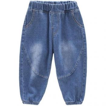 Spring Boys Denim Long Pants with Elastic Waist for Children (2-7 Yrs)