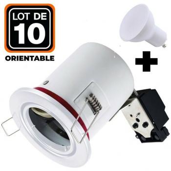 BBC Spot 10 × Orientabile Blanc IP20 con Ampolla GU10 7W Bianco Frío e Attacco