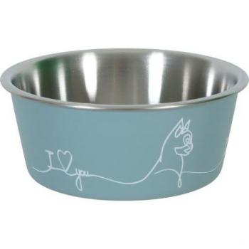 Ciotola Love Cat A/D Blu In Acciaio Inox Per Gatti