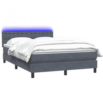 Lit avec Matelas et Sommier à Lattes en Velours Gris Foncé 160x210cm
