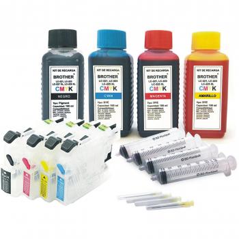 Kit de Recarga Tinta Brother LC221/223/225/227 + Cartuchos Recargables
